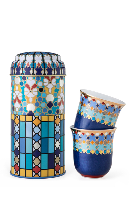 Musée Sursock Vitrail Tin Box With Cups, Set of Two
